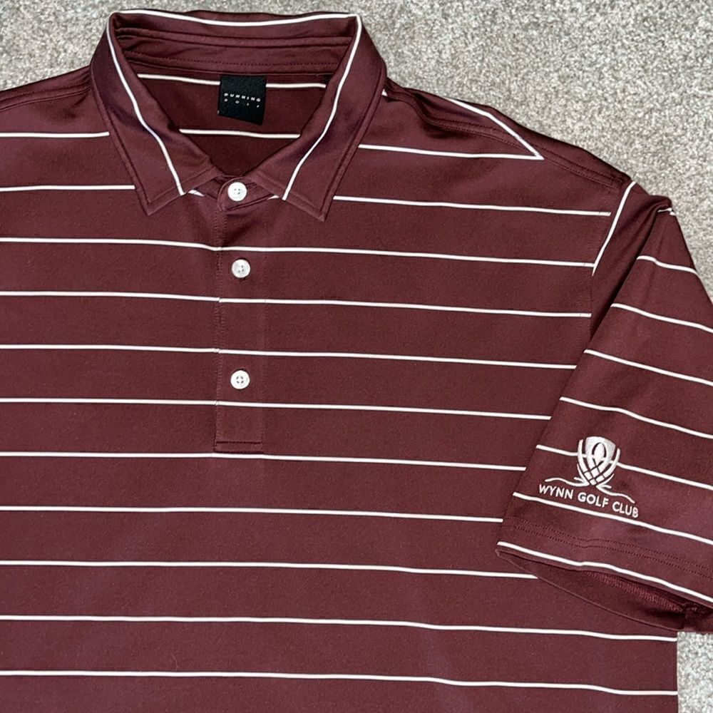 Exclusive Dunning The Wynn Golf Club Polo Shirt XL Tall men’s Brown Stripe Vegas